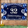 Happy 32nd Anniversary Backdrop Banner Decor Navy Blue – Silver