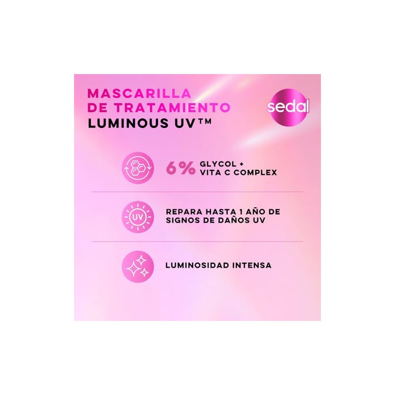 SEDAL Mascarilla para Cabello Luminous UV Luminosidad Intensa 300 mL
