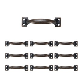 Dahszhi 10Pcs 4 Inch Rustic Gate Handle Pulls Vintage Utility Door Pulls for Home Improvement, Barn Door Hardware with Screws,Red Bronze