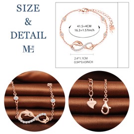 MicLee "Dolphin Love" Women's Simple Bracelet Cubic Zirconia 925 Sterling Silver Allergen-Free Dolphin Infinity Sign Bangle Bracelet with Gift Bag Super Gift for Mother Girlfriend, Sterling Silver,