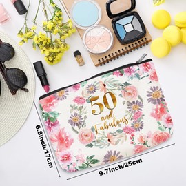50th Birthday Gifts for Women Cosmetic Bag Positive Cool Gifts for 50 Year Old Woman Makeup Bag 50th Birthday Party Favors Turning 50 Appreciation Gifts for Mom Grandma Wife Aunt Friends Toiletry Bag