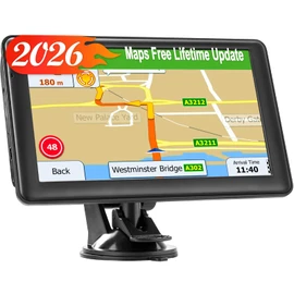 7''GPS Navigator for Truck Car with 2026 Maps Free Lifetime Updates, GPS Truck Drivers Commercial Trucker Navigation Systems with Voice Assist, Speed Limit Warnings, Custom Routing, Driver Alerts