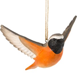 WILDLIFEGARDEN Wildlife Garden WG4445 DecoBird Flying Garden Redstart - Hand Carved Decorative Wooden Bird - Flying Birds