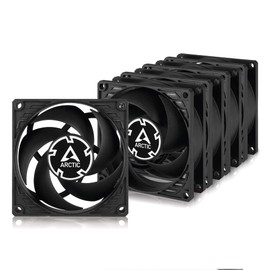 ARCTIC P8 Silent (5 Pack) - PC fan, 80 mm case fan, optimised for static pressure, virtually silent fan motor, PC, 1600 rpm - Black
