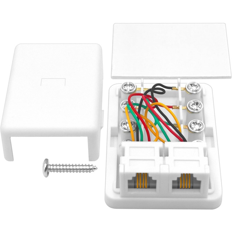NECABLES Phone Jack Surface Mount Dual Port for 2 Phone