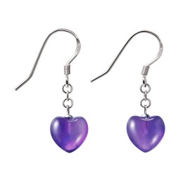 Franki Baker Amethyst Dainty Heart Shaped Sterling Silver Drop Earrings. Stone Grade A+. Length: 3cm
