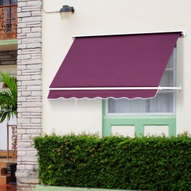 Outsunny 6' Drop Arm Manual Retractable Window Awning Sun Shade Shelter for Patio Balcony Outdoor, Aluminum, Wine Red
