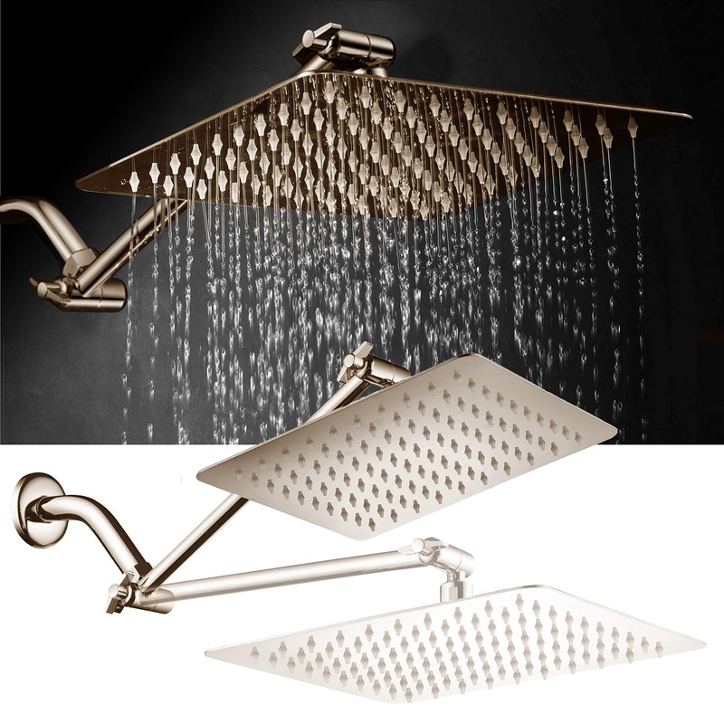 HotelSpa Giant 10" Stainless Steel Rainfall Square Showerhead with 11