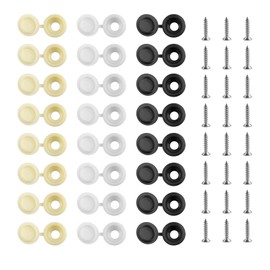 48 Car Number Plate Screws and Caps Set, Stainless Steel Number Plate Fixing Kit, Car License Plate Fixing, License Plate Screw Caps for Registration Plates (24 Screws, 24 Caps, Black White Yellow)