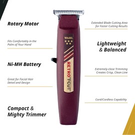 Wahl Professional 5 Star Series Cortadora de corte en T inalámbrica retro # 8412 ideal para estilistas profesionales y barberos 60 minutos de tiempo de funcionamiento