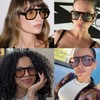 piscm Retro Square Aviator Sunglasses for Women Trendy Thick Frame