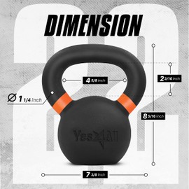 Yes4All Powder Coated Cast Iron Kettlebell Single Orange - 10 KG / 22 LB Strength Training Kettlebells Weight Set for Full Body Workout, Home Gym