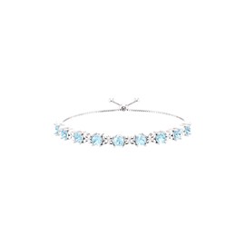 Belinda Jewelz - Pulsera de tenis de plata de ley 925 para mujer, con piedras preciosas brillantes redondas de 5 mm, 9 piedras engastadas de 11 pulgadas de longitud, Plata de ley, Gema