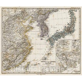 Historic Pictoric Map : China (Ostl. Theil), Korea Und Japan., 1875, Vintage Wall Art : 24in x 20in