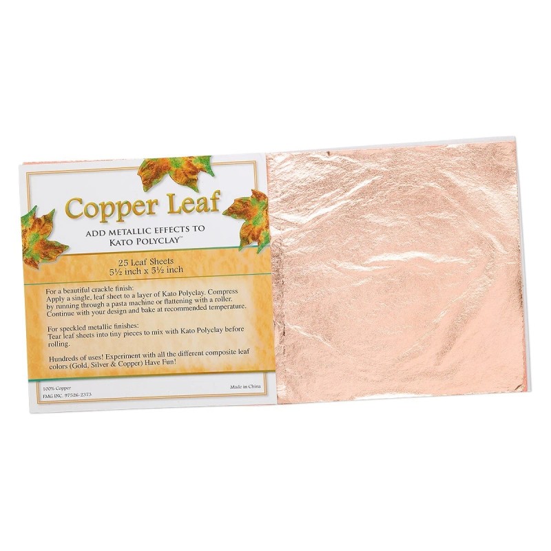 Platinum 25 Sheets 100% Copper Leaf 5.5" Square Sheets Metallic
