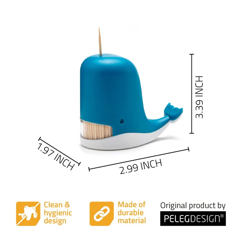 PELEG DESIGN Jonah Toothpick Holder - Cute Whale Toothpick Dispenser