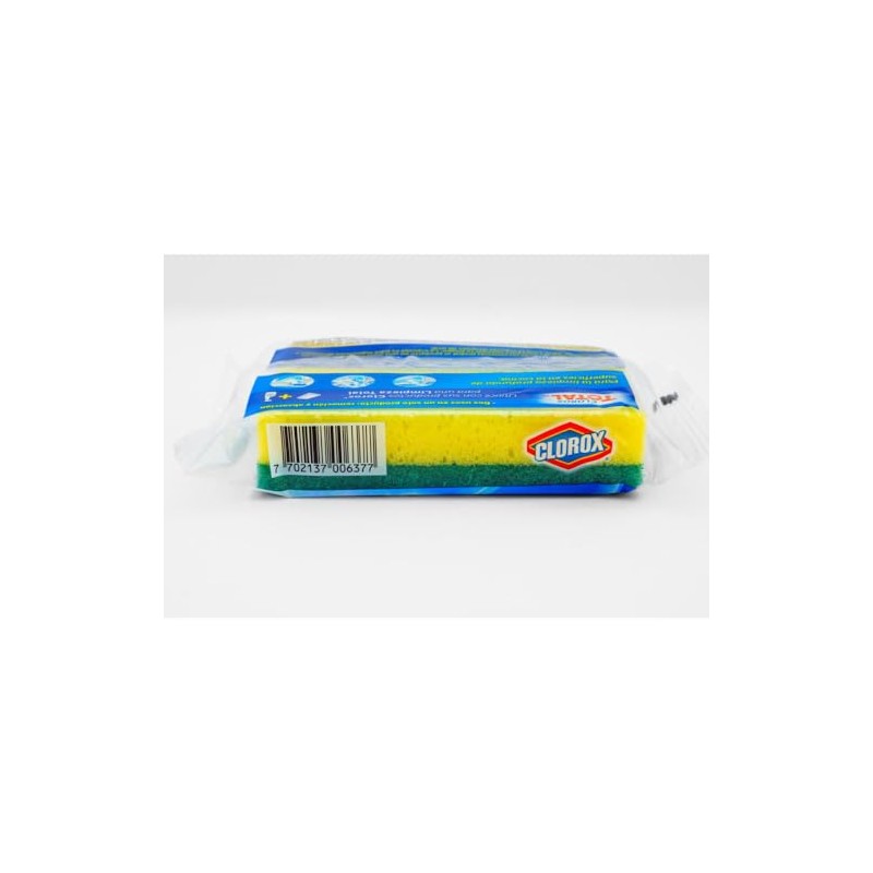 Clorox Fibra Esponja Doble Uso Grande Antimicrobiana. Ideal para Cocina,