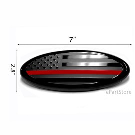 eVerHITCH 7 inch Front Grille/Tailgate Emblem 7''X2.8'' Oval Decal Badge Nameplate for F150, for F250, for F350, for Edge, for Explorer, for Range (7'', Black with Red Line) (FFT3042BL9)