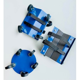 Snowmobile Dolly Set Moving Roller Snowmachine Mover System 1500lbs Snow Plow Dolly Cart Snowmobile Accessories Rubber Pad Anti-Slip Rolling V-Slide Ski Dollies, 2.5” Swivel Casters Adjustable Straps