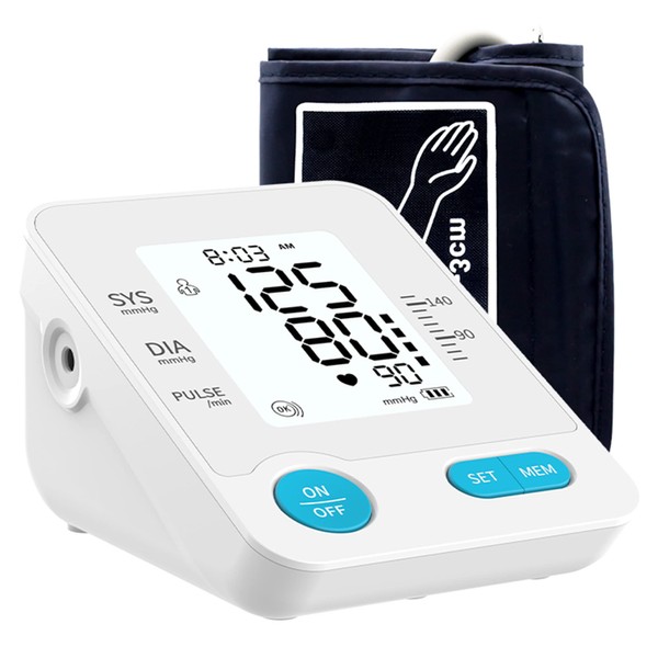 Upper Arm Blood Pressure Monitor - Large Adjustable Cuff - Automatic BP Machine with Large Backlit LCD Display and 120 Memory Readings for Fast Accurate Reading for Home Use by MEDca