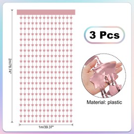 PATIKIL 3 Pack Party Backdrop Decoration, 1mx2m Star Tinsel Streamer Foil Fringe Curtain Streamers for Parties Backdrop Decoration Christmas Wedding Birthday Photo Booth,Rose Gold
