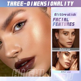 3D Contour Glow Highlighting Stick, Gold, Shimmering Effect, Naturally Removes Impurities And Adds Vibrancy To The Skin. Easily Create Three-Dimensional, Three-Dimensional Facial Contours For A More Refined, Accentuated Look