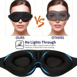 Sleep Eye Mask for Men & Women, 3D Sleep mask & Blindfold, Ergonomic Design with Memory Foam, Light Blocking Comfort Eye Shade for Travel, Yoga, Nap, Black