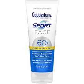 Coppertone Sport Face Protector Solar Loción Spf 60+, Protector Solar Resistente Al Agua, Protector Solar Spf 60+ De Amplio Espectro, Tubo De 2.5 Fl Oz