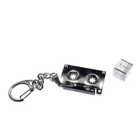 Cassette Tape Pendant Keyring Keychain MC Music Musician Silver