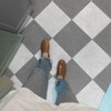 auxua Peel and Stick Floor Tile, Grey Checked Pattern Continuous