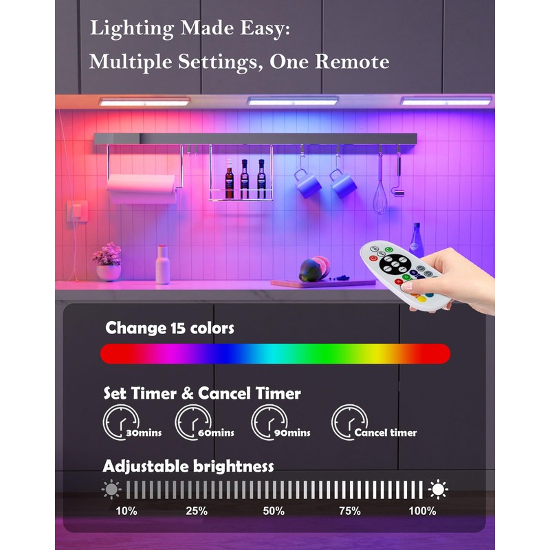 SZOKLED Under Cabinet Lighting Rechargeable 48-LED Wireless Under Cabinet Lights