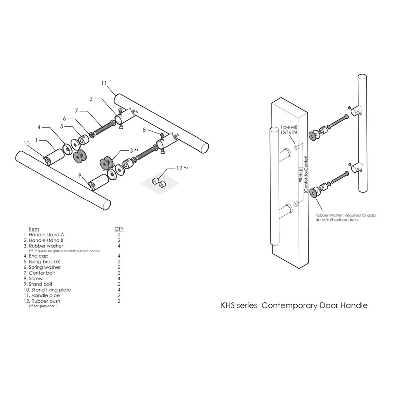 NHN Modern & Contemporary Double-Sided Ladder Style Push-Pull Stainless Door