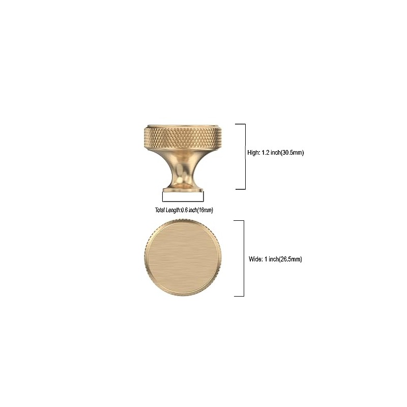 Asidrama 10 Pack Gold Knurled Cabinet Knobs for Dresser Kitchen