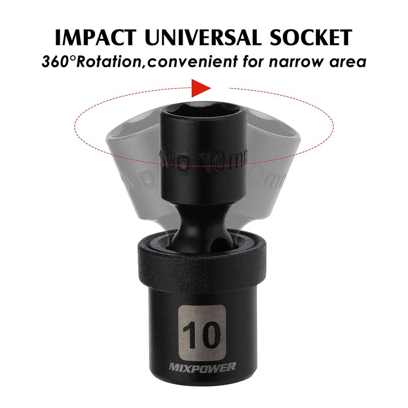 MIXPOWER 86PCS 1/4" Drive Master Impact Socket Set, Universal/Deep/Standard/Torx/Inverted Torx