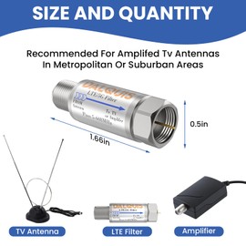 DALQUIS 2Pcs LTE 5G Filter for TV Antennas, Reduce 4G 5G Interference Pixilation Deliver Crystal-Clear Digital TV Reception, 5-608 MHz Frequency Range for Indoor Outdoor Use