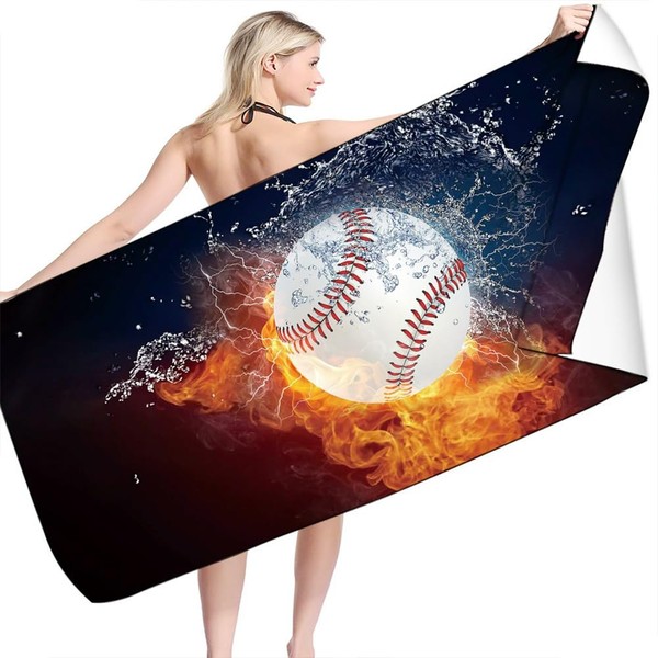 RFJYGWQM Baseball Beach Towel, Sports Theme Beach Towel, Suitable For