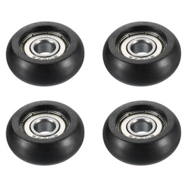 PATIKIL Nylon Pulley Wheel, 12x32x8mm 4 Pcs Ball Bearing Guide Roller Idler Pulley for Furniture Hardware Accessories and Sliding Door Window, Black