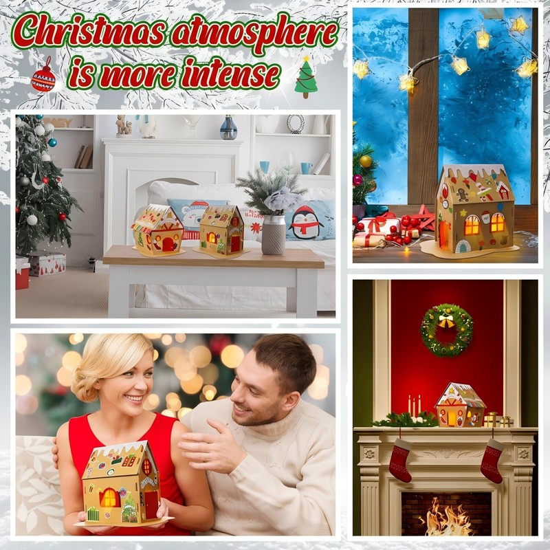 9 Sets Christmas Gingerbread House Kit Christmas Craft Kit Cardboard