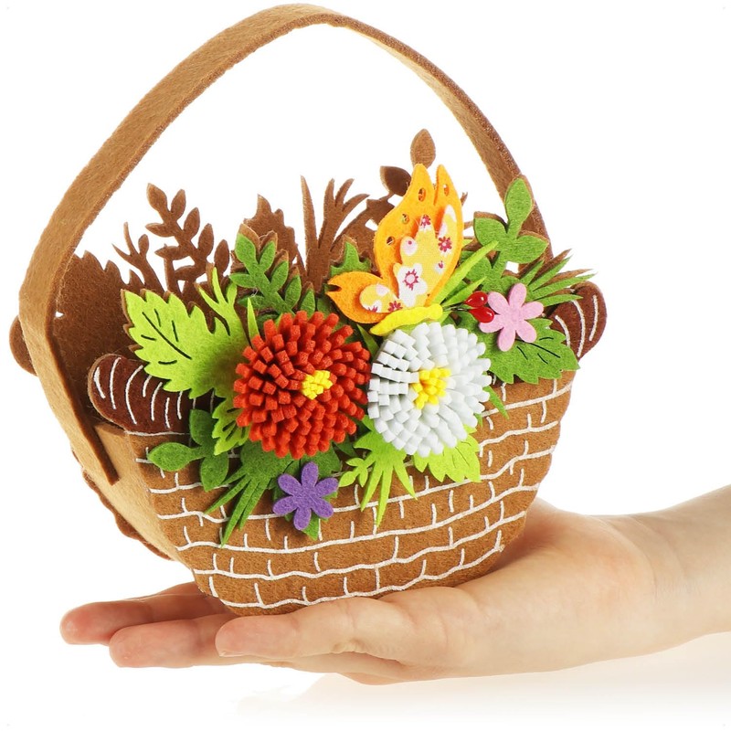 com-four® 3 x Felt Easter Baskets - Baskets for Filling