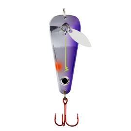 Northland Tackle Ice Fishing Thumper Spoon, Stamped Brass Flutter Spoon Ice Fishing Lure for Walleye, Crappie, & More, 10 Colors, Purple Racecar, 1/16 Oz