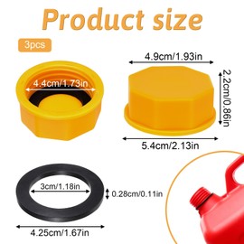 3 Pack Gas Can Cap Replacement, Superior Replacement Lid with Coarse Thread for Most 1/2/3/5 Gallon Plastic and Metal Gas Can, Optimized Lid Design for Better Sealing