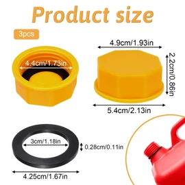 3 Pack Gas Can Cap Replacement, Superior Replacement Lid with Coarse Thread for Most 1/2/3/5 Gallon Plastic and Metal Gas Can, Optimized Lid Design for Better Sealing