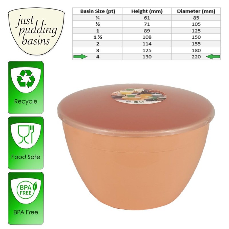 Just Pudding Basins 4 Pint Large Bowl with Lid for