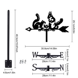 SUPERDANT Squirrel Wind Vane Metal Weather Vanes for Yard Roof Garden Direction Sign Wrought Iron Wind Vane Outdoor Farmhouse Decoration