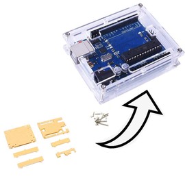 HiLetgo 5pcs UNO R3 ATmega328P ATMEGA16U2 Enclosure Case Kits Transparent Acrylic Enclosure Case UNO Case Enclosure Box for Arduino UNO R3 with Screws and Install Instructions Pack of 5