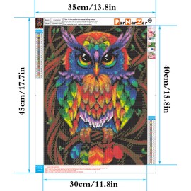 ParNarZar 5D Diamond Painting Full Pictures, Colour Owl Colourful 35 x 45 cm, DIY Diamond Painting Set, Rhinestone Embroidery, Diamond Painting, Handmade Crafts, Full Diamond Cross Stitch Mosaic
