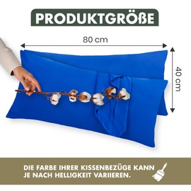 Terra Beds Cushion cover 40 x 80 cm (set of 2), 100% cotton jersey, 160 g/m², Oeko-Tex certified, pillowcase 40 x 80 cm for pillows 40 x 80 cm with zip, soft and breathable (dark blue)