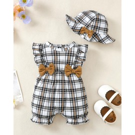 SUNNY PIGGY Newborn Baby Girl Clothes Baby Girl One Pice Romper Summer Sleeveless Jumpsuit with Hat Sets Cute Infant Outfits