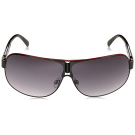 Rocawear mens R1396 Stand Out UV Protective Metal Shield Sunglasses Gifts for Men with Flair 135 mm, Matte Black & Red, mm US