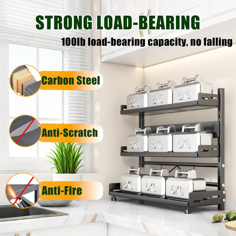 Spice Organization for Cabinet | 2 Tier Standing Height-Adjustable Spice